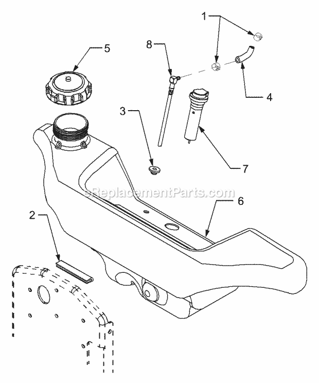 Fuel Tank Diagram and Parts List for GT3235 14A-692-710 Cub Cadet Lawn Tractor